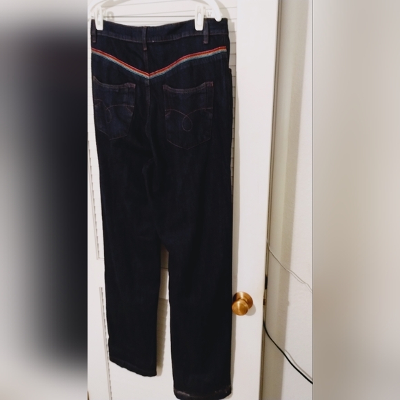 NWT Bright and Beautiful Bijou Rainbow Embroidered Dark Wash High Waisted Jeans - Picture 8 of 12